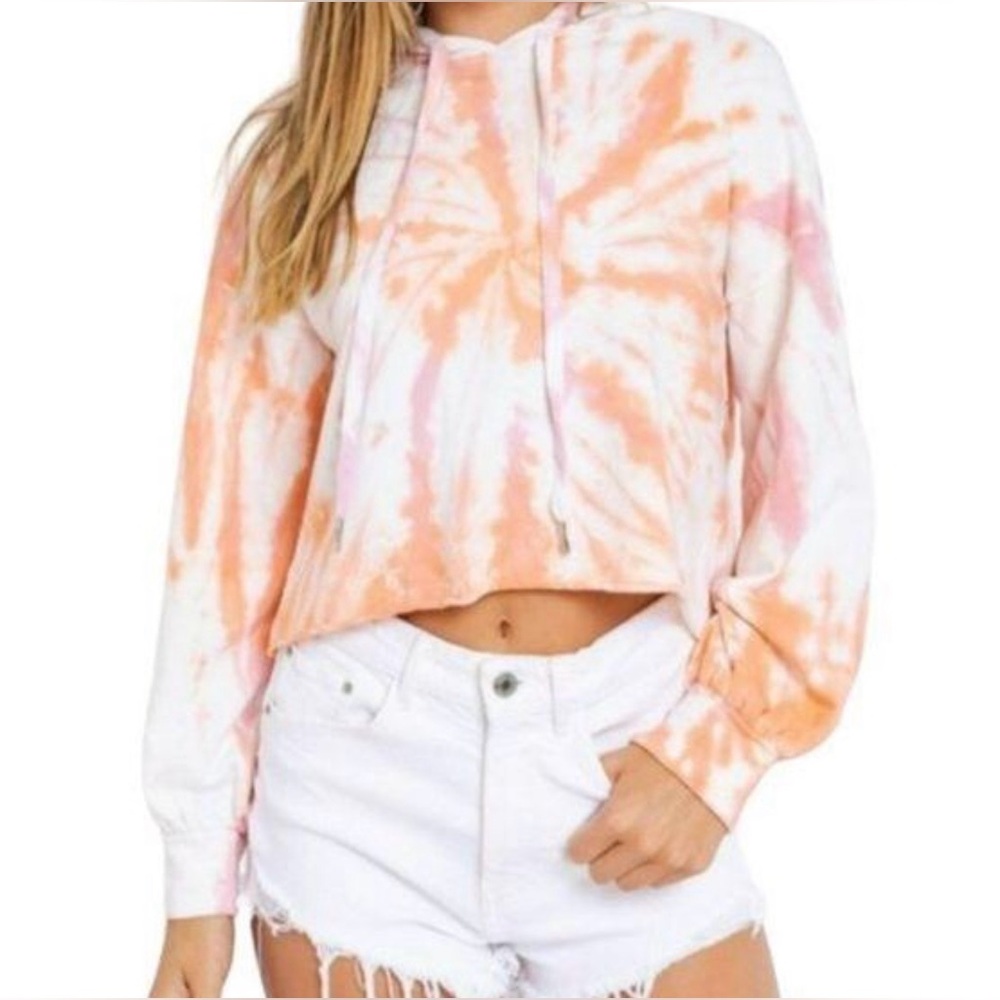 🌸 Le Lis Tie Dye Cropped Hoodie Sweatshirt Fits‎ Like Medium 🌸